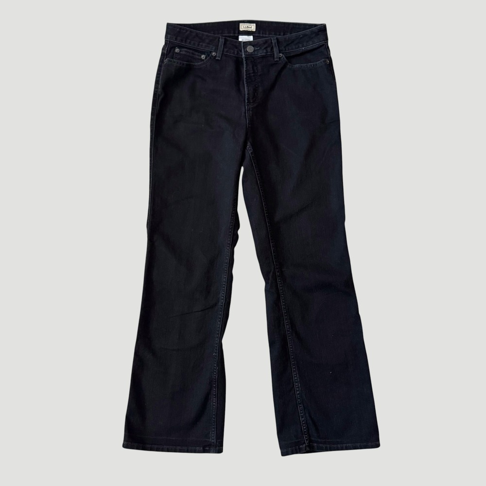 L.L. Bean Womens Black Straight Leg Jeans sz‎ 12 Reg Utility normcore workwear